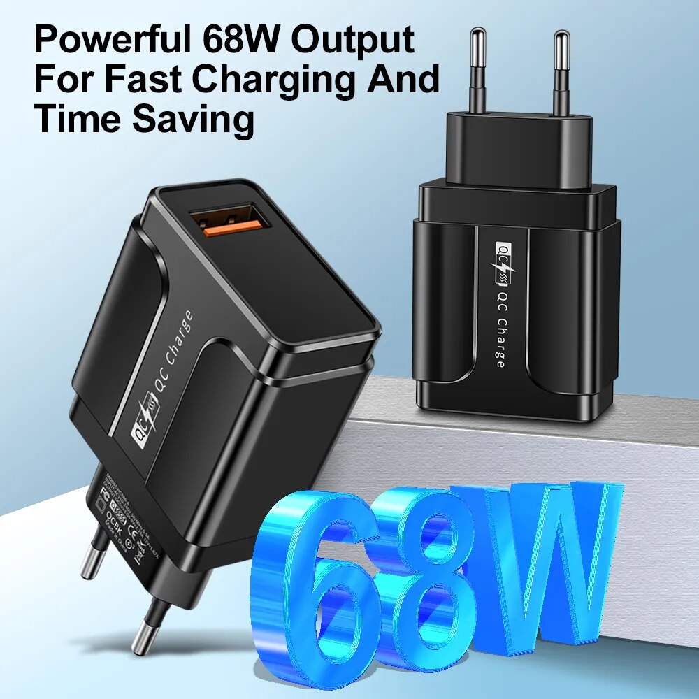 68W 3A Fast Charger QC 3.0 USB Charger