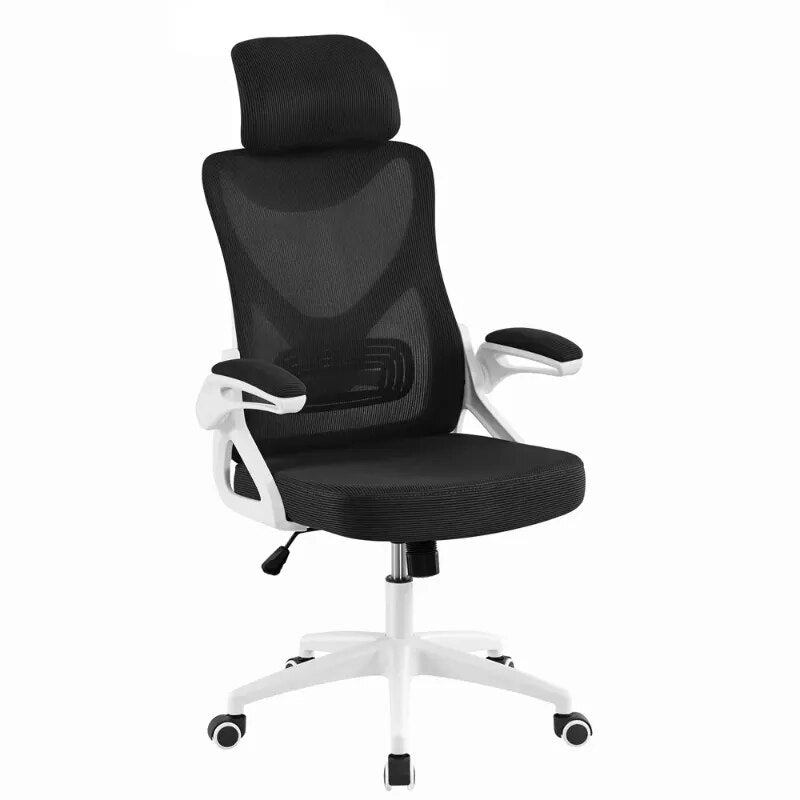 SMILE MART High Back Ergonomic Mesh Office Chair with Adjustable Padded Headrest, White/Black office chair
