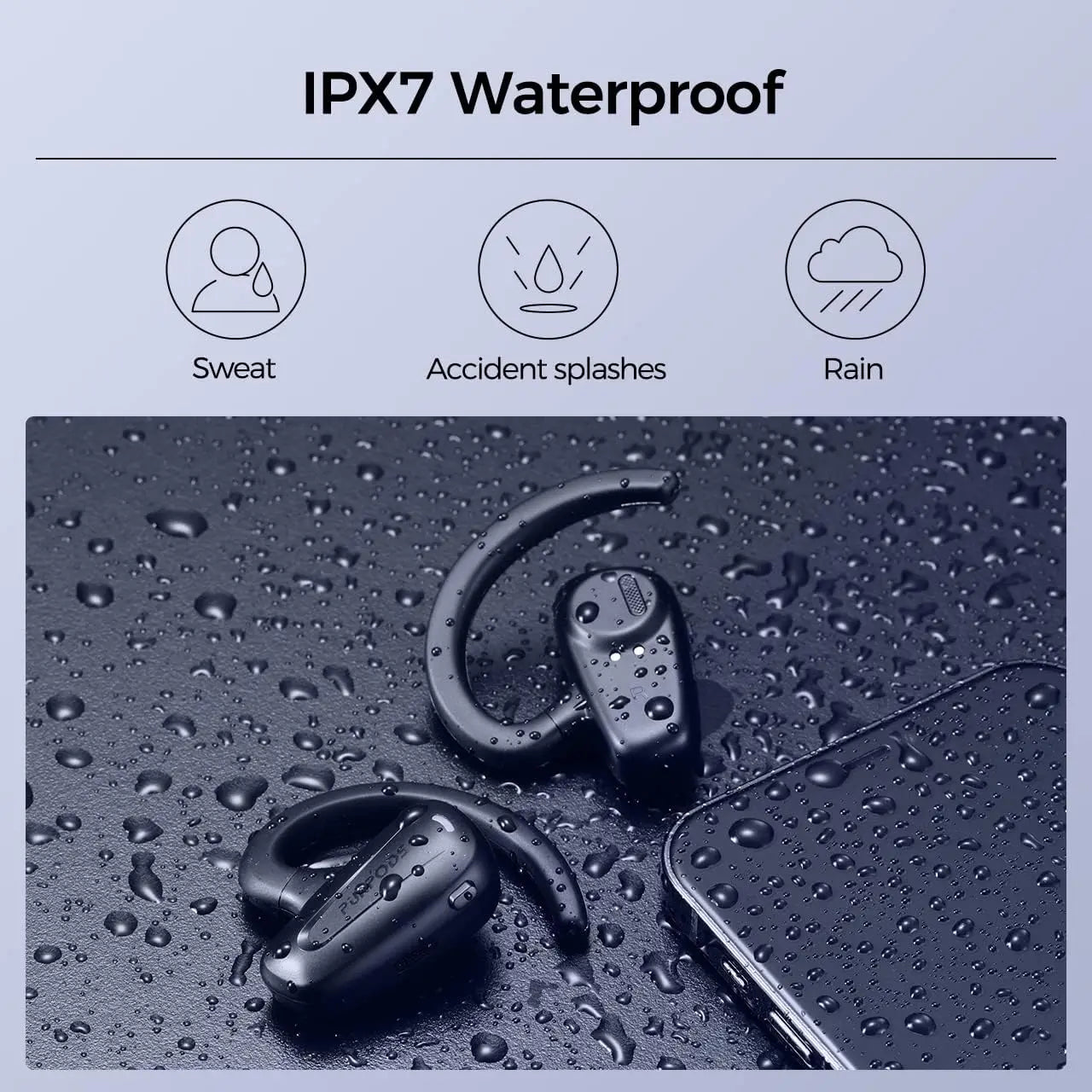 Mpow Purpods Bluetooth 5.2 True Wireless Earbuds IPX7 Waterproof Earhook Earphones Noise Cancellation Mic For iPhone Xiaomi Gym