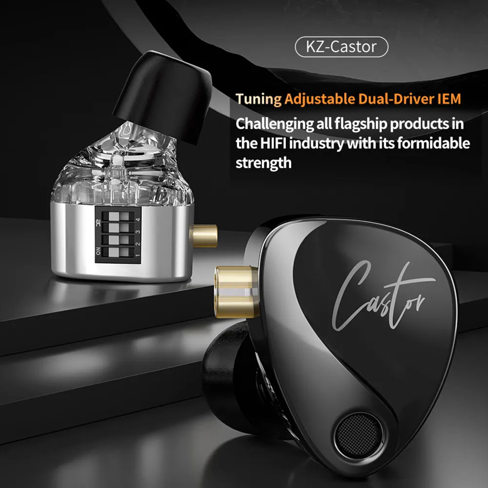 KZ Castor HiFi Earphone 2 Dynamic High-end Tunable balanced Armature Earphones Monitor Headphone Cancelling Earbuds ZSN EDX
