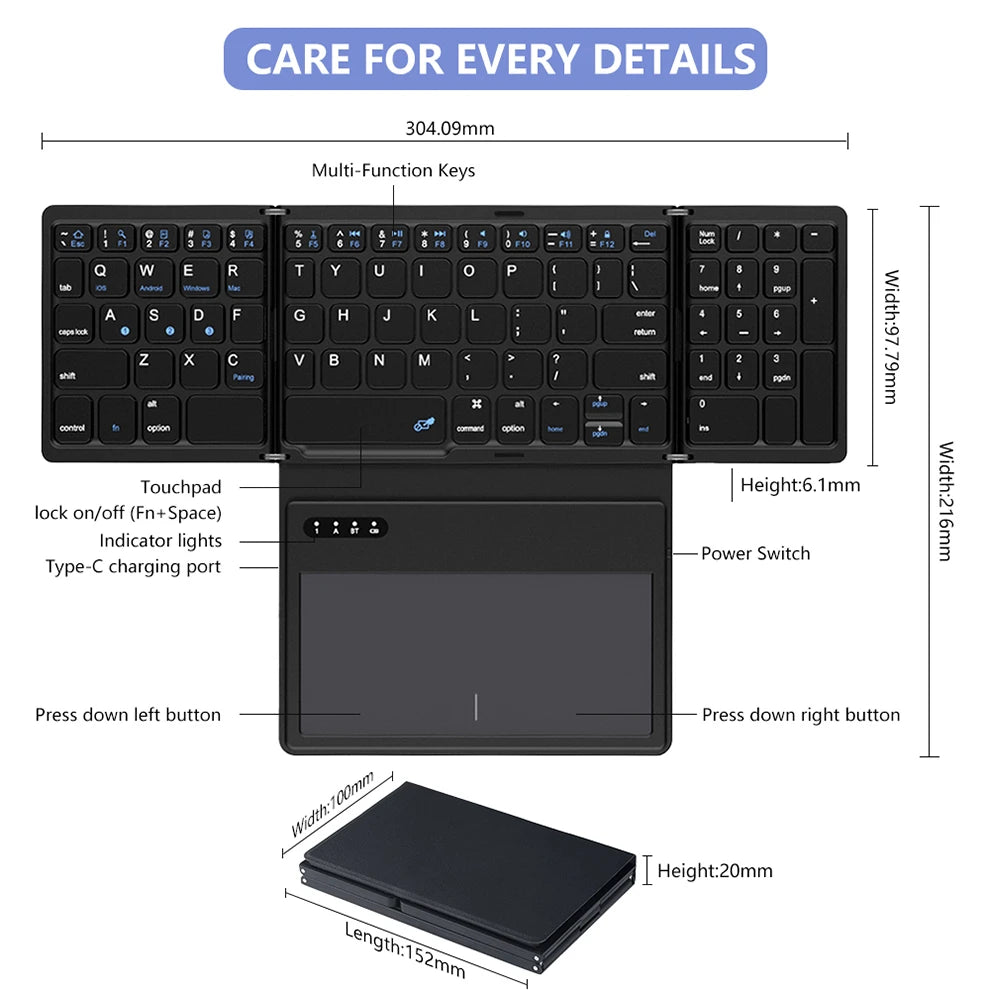 Mofii Foldable Bluetooth Wireless Keyboard Portable Mini Keyboard