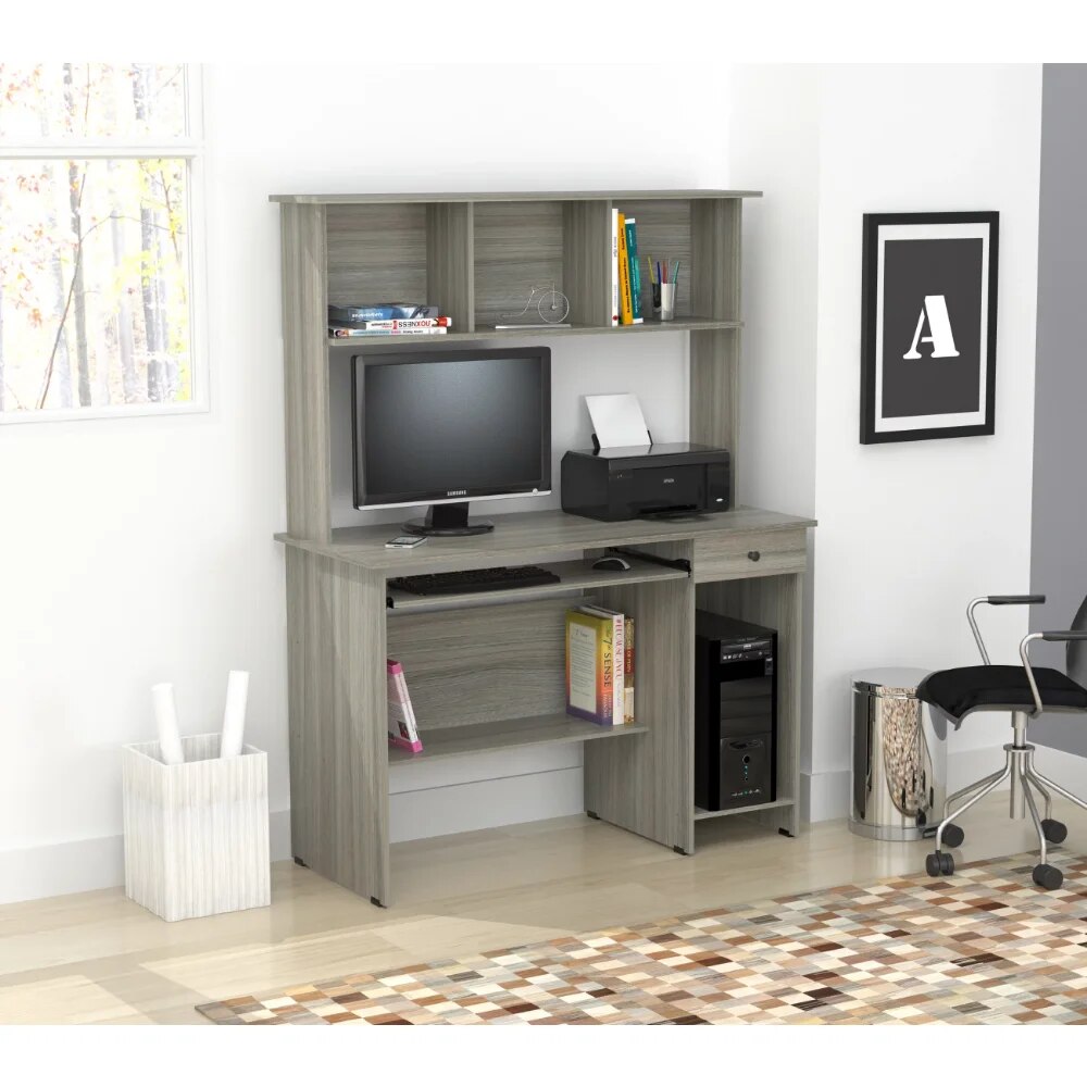 NoEnName_Null Traditional Laminate Computer Desk with Hutch